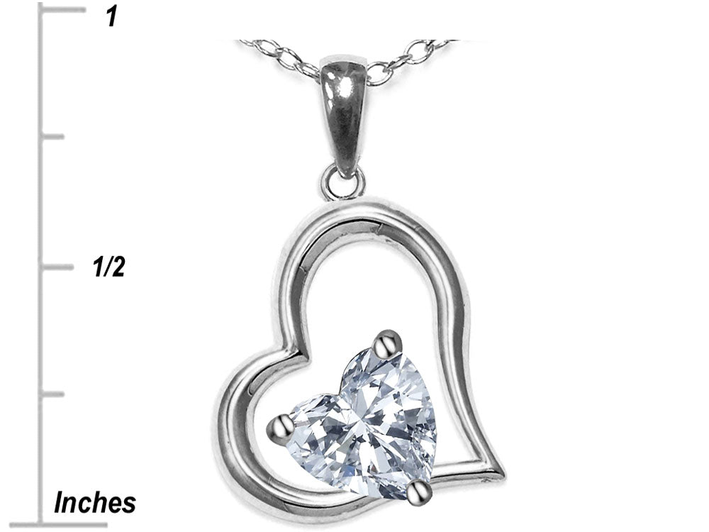 Star K Heart Shape 7mm Created Pink Sapphire Open Floating Heart Necklace Pendant