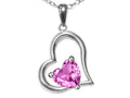 Star K Heart Shape 7mm Created Pink Sapphire Open Floating Heart Necklace Pendant