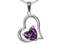 Star K Heart Shape 7mm Simulated Alexandrite Open Floating Heart Necklace Pendant