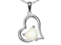 Star K Heart Shape 7mm Genuine Opal Open Floating Heart Necklace Pendant