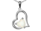 Star K Heart Shape 7mm Genuine Opal Open Floating Heart Necklace Pendant