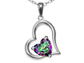 Star K Heart Shape 7mm Rainbow Mystic Topaz Open Floating Heart Necklace Pendant