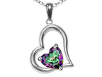 Star K Heart Shape 7mm Rainbow Mystic Topaz Open Floating Heart Necklace Pendant