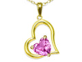 Star K Heart Shape 7mm Created Pink Sapphire Open Floating Heart Necklace Pendant