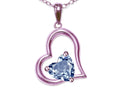 Star K Heart Shape 7mm Genuine Sky Blue Topaz Open Floating Heart Necklace Pendant