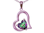 Star K Heart Shape 7mm Rainbow Mystic Topaz Open Floating Heart Necklace Pendant