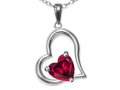 Star K Heart Shape 7mm Created Ruby Open Floating Heart Necklace Pendant