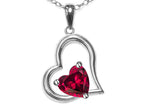 Star K Heart Shape 7mm Created Ruby Open Floating Heart Necklace Pendant