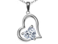 Star K Heart Shape 7mm Genuine White Topaz Open Floating Heart Necklace Pendant