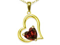 Star K Heart Shape 7mm Genuine Garnet Open Floating Heart Necklace Pendant