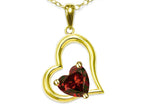 Star K Heart Shape 7mm Genuine Garnet Open Floating Heart Necklace Pendant