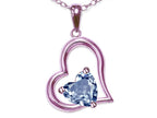 Star K Heart Shape 7mm Genuine Sky Blue Topaz Open Floating Heart Necklace Pendant