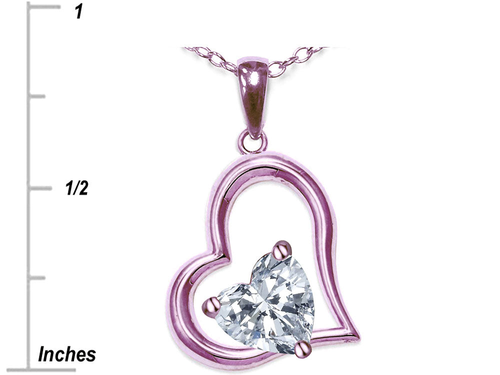 Star K Heart Shape 7mm Genuine Citrine Open Floating Heart Necklace Pendant