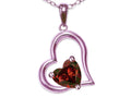 Star K Heart Shape 7mm Genuine Garnet Open Floating Heart Necklace Pendant