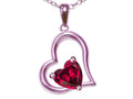 Star K Heart Shape 7mm Created Ruby Open Floating Heart Necklace Pendant