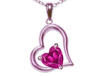 Star K Heart Shape 7mm Simulated Pink Tourmaline Open Floating Heart Necklace Pendant