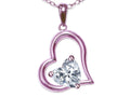 Star K Heart Shape 7mm Genuine White Topaz Open Floating Heart Necklace Pendant