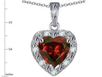 Star K 10k White Gold Heart Shape Genuine Garnet Halo Pendant Necklace