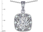 Star K 10k White Gold Cushion-Cut White Topaz Halo Pendant Necklace