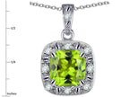 Star K 10k White Gold Cushion-Cut Genuine Peridot Halo Pendant Necklace