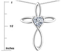 Star K 14k Gold Infinity Love Cross with Genuine Opal Heart Stone Pendant Necklace