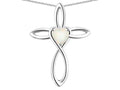 Star K 14k Gold Infinity Love Cross with Genuine Opal Heart Stone Pendant Necklace