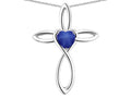 Star K 14k Gold Infinity Love Cross with Created Star Sapphire Heart Stone Pendant Necklace