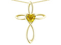 Star K 14k Gold Infinity Love Cross with Genuine Citrine Heart Stone Pendant Necklace