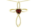 Star K 14k Gold Infinity Love Cross with Genuine Garnet Heart Stone Pendant Necklace