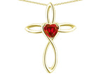 Star K 14k Gold Infinity Love Cross with Created Ruby Heart Stone Pendant Necklace