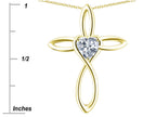 Star K 10k Gold Infinity Love Cross with Genuine Amethyst Heart Stone Pendant Necklace