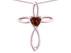 Star K 14k Gold Infinity Love Cross with Genuine Garnet Heart Stone Pendant Necklace