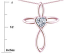 Star K 14k Gold Infinity Love Cross with Created Star Sapphire Heart Stone Pendant Necklace