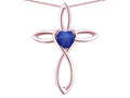 Star K 14k Gold Infinity Love Cross with Created Star Sapphire Heart Stone Pendant Necklace