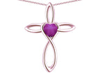 Star K 14k Gold Infinity Love Cross with Created Star Ruby Heart Stone Pendant Necklace