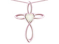 Star K 10k Gold Infinity Love Cross with Genuine Opal Heart Stone Pendant Necklace
