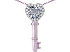 Star K  Key to My Heart Pendant Necklace with Genuine Aquamarine