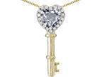 Star K  Key to My Heart Pendant Necklace with Genuine Aquamarine