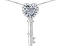 Star K  Key to My Heart Pendant Necklace with Genuine Aquamarine