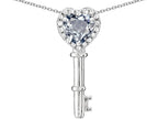 Star K  Key to My Heart Pendant Necklace with Genuine Aquamarine