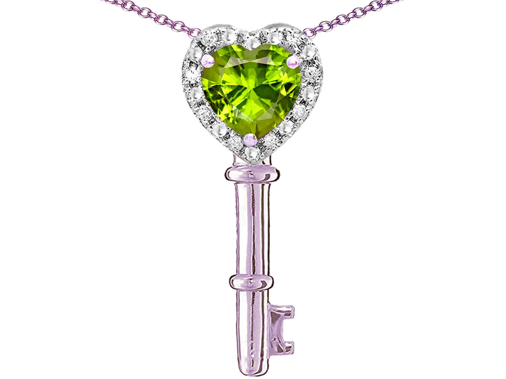 Star K  Key to My Heart Pendant Necklace with Genuine Peridot