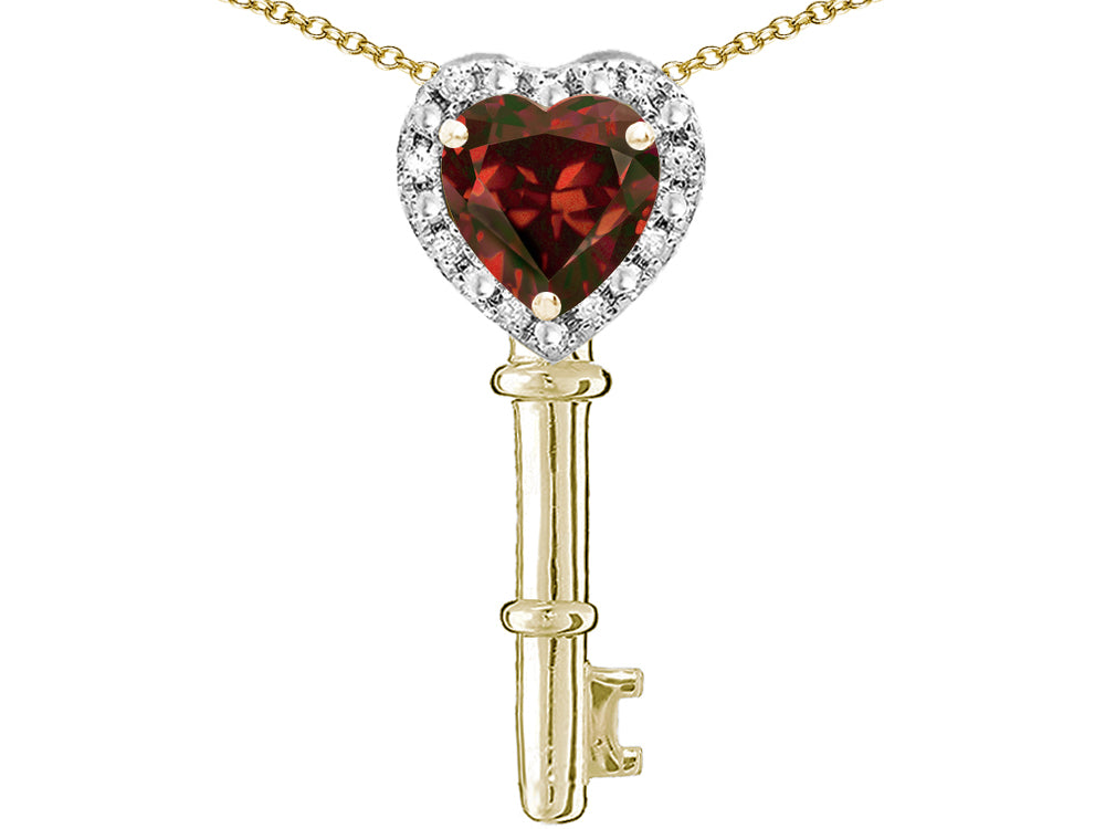 Star K  Key to My Heart Pendant Necklace with Genuine Garnet