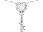 Star K  Key to My Heart Pendant Necklace with Genuine Opal