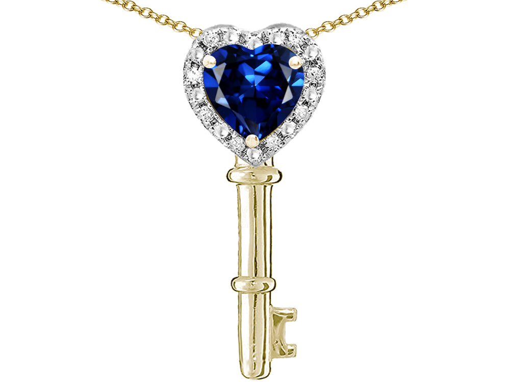 Star K  Key to My Heart Pendant Necklace with Created Sapphire