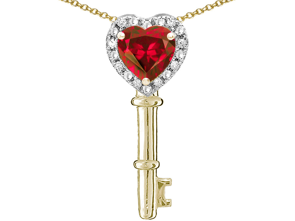 Star K  Key to My Heart Pendant Necklace with Created Ruby