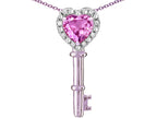 Star K  Key to My Heart Pendant Necklace with Created Pink Sapphire