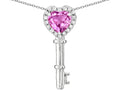 Star K  Key to My Heart Pendant Necklace with Created Pink Sapphire