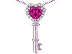 Star K  Key to My Heart Pendant Necklace with Simulated Pink Tourmaline