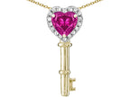 Star K  Key to My Heart Pendant Necklace with Simulated Pink Tourmaline