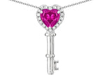 Star K  Key to My Heart Pendant Necklace with Simulated Pink Tourmaline